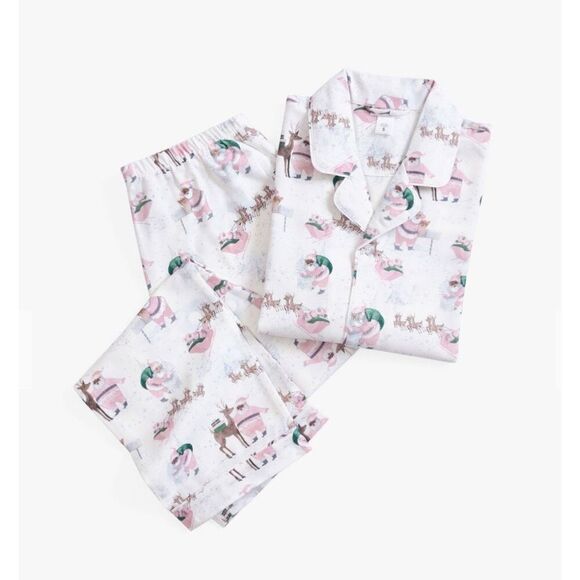 Pottery Barn Blush Heritage Santa Adult Flannel Pajama Set Med - Picture 3 of 8